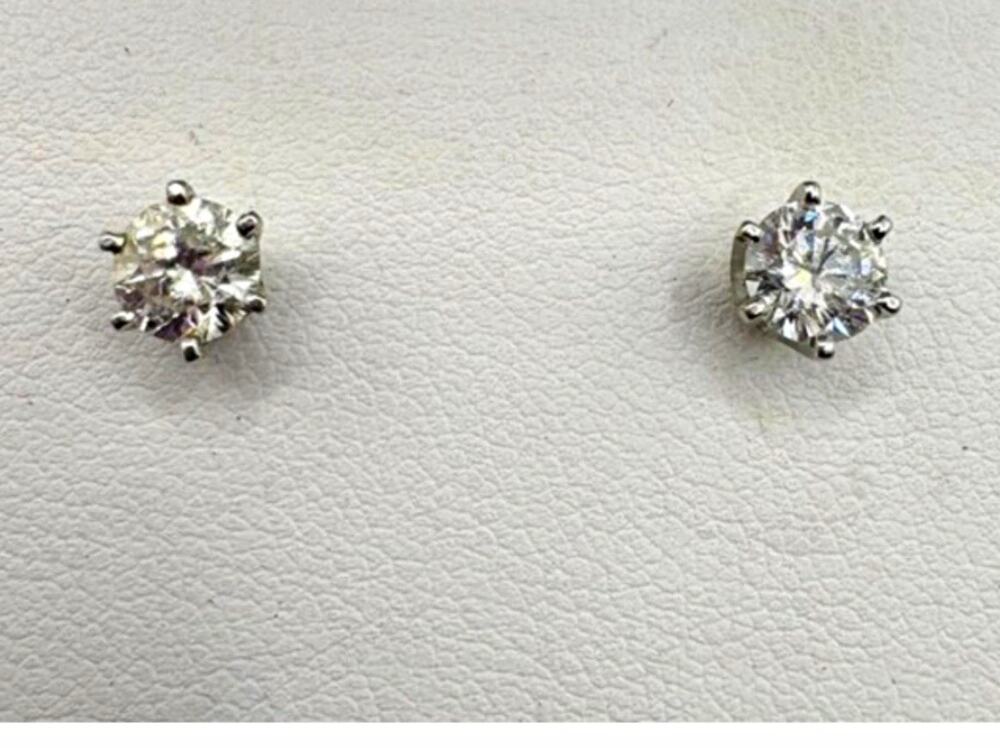 Estate .40 CTW Natural Diamond Stud Earrings 14K White Gold 💎